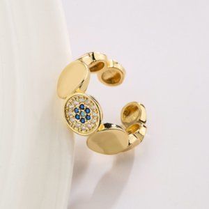 Copper plated 18K gold micro-inset zircon geometric opening ring